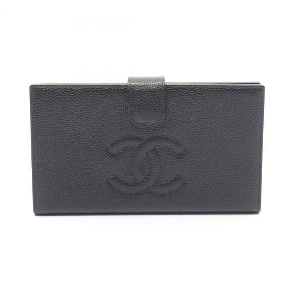 CHANEL Handbags - CHANEL Authentic Black Leather Logo Wallet